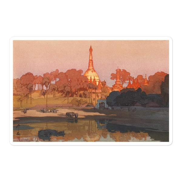 'The Golden Pagoda in Rangoon' by Yoshida Hiroshi, 1931 - Sticker
