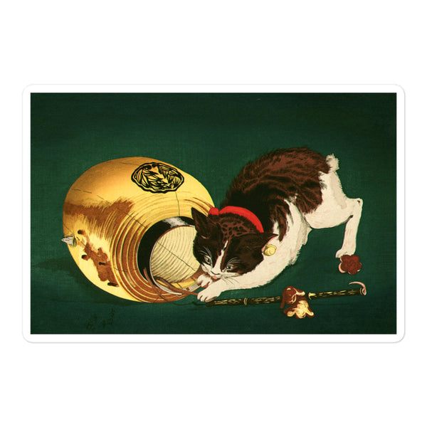 'Cat With Lantern' by Kobayashi Kiyochika, 1886