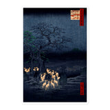 'Foxfires On New Year's Eve At The Enoki Tree' by Hiroshige, 1857 - Sticker