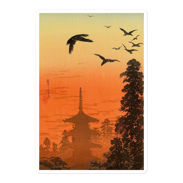 'Crows And Pagoda' by Shotei, ca. 1930