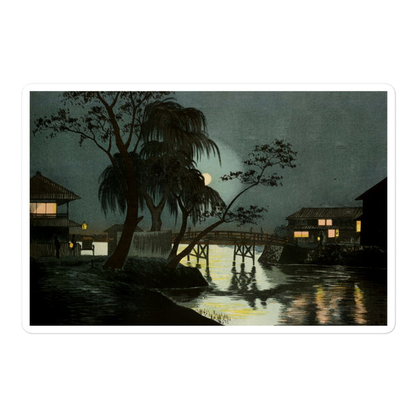 'Teahouses At Imadobashi On A Moonlit Night' by Kobayashi Kiyochika, 1880
