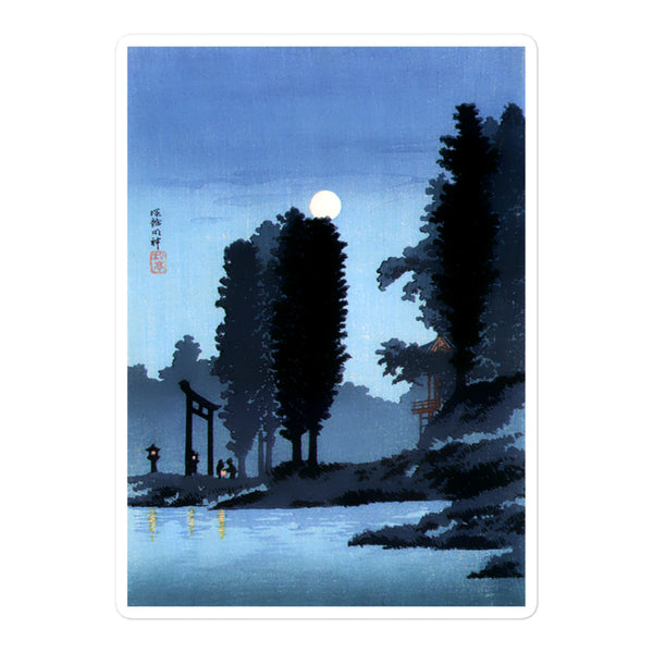 'Moonrise At Tsukagoshi Myojin Shrine' by Shotei, ca. 1925