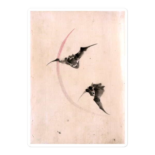 'Bats Against A Crescent Moon' by Hokusai, ca. 1830s - Sticker