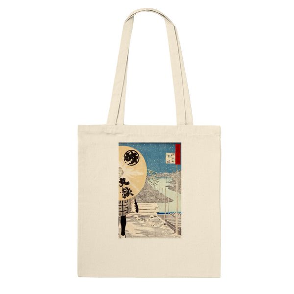 'Timberyard At Fukagawa' by Kobayashi Kiyochika, 1884 Tote Bag