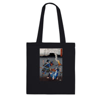 'Juro Sukenari Is Killed By Nitta Shiro Tadatsune' by Hiroshige, ca. 1845 - Tote Bag