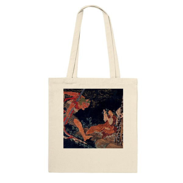 'Kobo Daishi Wards Off A Demon By Reciting The Tantra' by Hokusai, ca. 1840s - Tote Bag