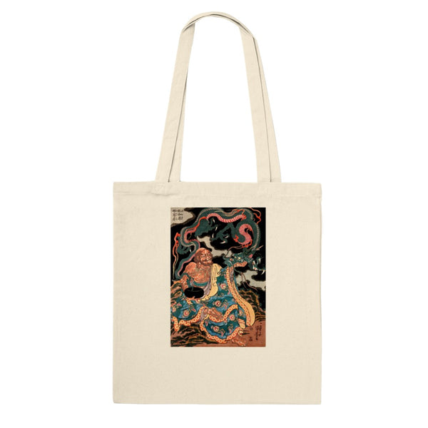 'The Sage Nagasaina Sonja Summoning A Dragon From A Bowl' by Kuniyoshi, 1836 - Tote Bag