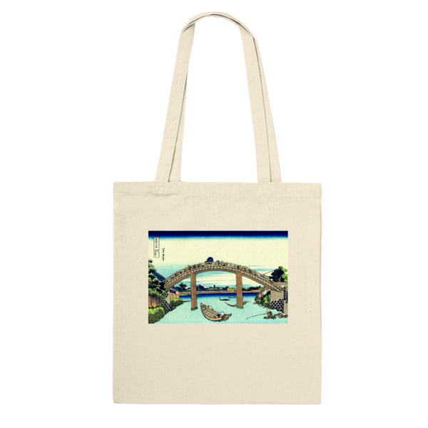 'Under Mannen Bridge at Fukagawa' by Hokusai, ca. 1830 - Tote Bag