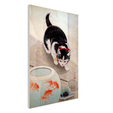 'Cat And Goldfish' by Ohara Koson, 1931 Canvas Print