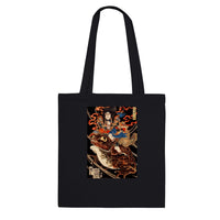 'Tenjiku Tokubei Riding His Fire Toad' by Kuniyoshi, ca. 1828 - Tote Bag