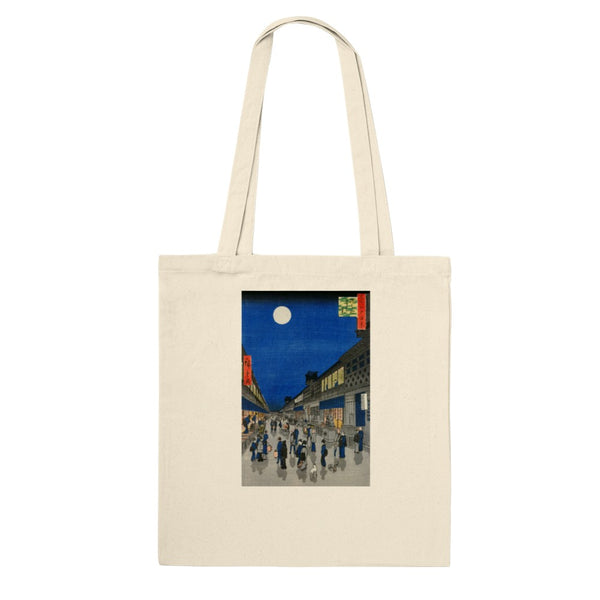 'Night View of Saruwaka Town' by Hiroshige, 1856 - Tote Bag