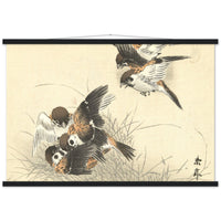 'Five Sparrows Squabbling' by Imao Keinen, 1892