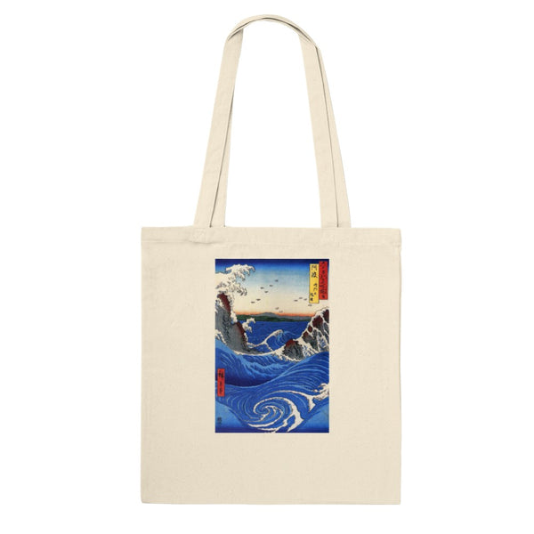 'Awa: Rough Seas At Naruto' by Hiroshige, 1855 - Tote Bag