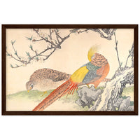 'Golden Pheasant And Peach Blossoms' by Imao Keinen, 1891