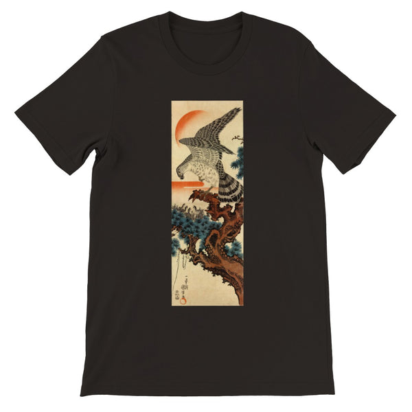 'Hawk And Nestlings In A Pine Tree' (Combined Diptych) by Kuniyoshi, ca. 1840s - T-Shirt