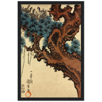 'Hawk And Nestlings In A Pine Tree' (Bottom Half) by Kuniyoshi, ca. 1840s - Wall Art