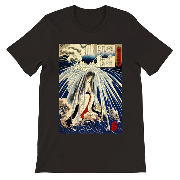 'Hatsuhana Meditating Under The Waterfall', by Kuniyoshi ca. 1842 - T-Shirt