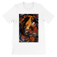 'Saito Oniwakamaru Wrestling A Giant Carp' by Kuniyoshi, ca. 1838 - T-Shirt