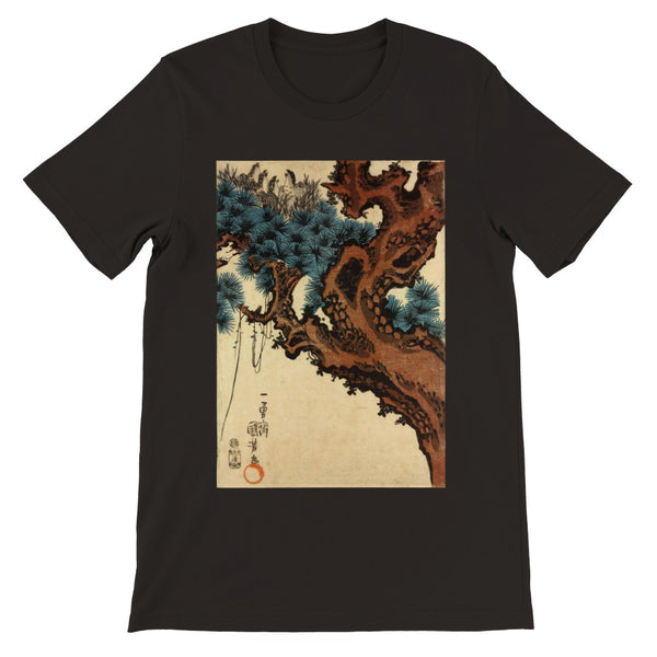 'Hawk And Nestlings In A Pine Tree' (Bottom Half) by Kuniyoshi, ca. 1840s - T-Shirts
