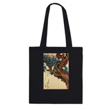 'Hawk And Nestlings In A Pine Tree' (Bottom Half) by Kuniyoshi, ca. 1840s - Tote Bag