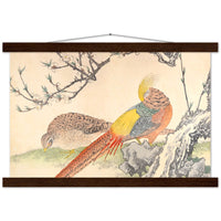 'Golden Pheasant And Peach Blossoms' by Imao Keinen, 1891