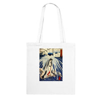 'Hatsuhana Meditating Under The Waterfall', by Kuniyoshi ca. 1842 - Tote Bag