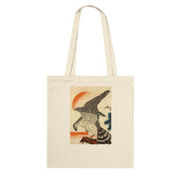 'Hawk And Nestlings In A Pine Tree' (Top Half) by Kuniyoshi, ca. 1840s - Tote Bag