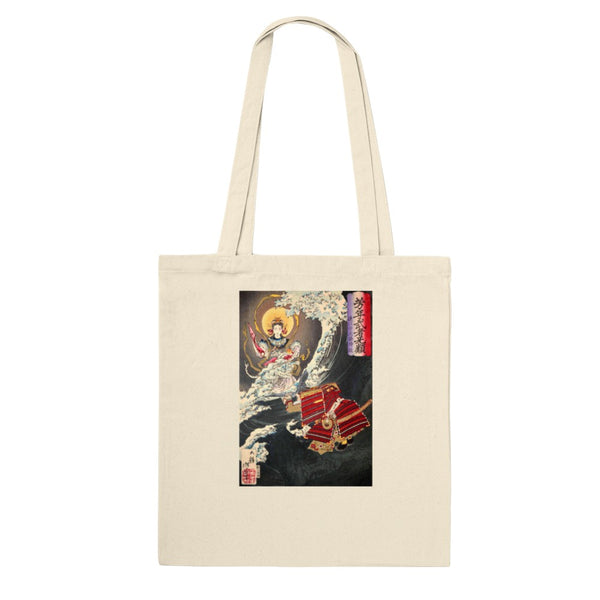 'Hojo Tokimasa Praying to the Sea Goddess' by Yoshitoshi, ca. 1885 - Tote Bag