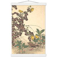 'Two Birds And Chrysanthemums' by Imao Keinen, 1891