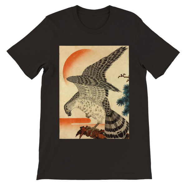 'Hawk And Nestlings In A Pine Tree' (Top Half) by Kuniyoshi, ca. 1840s - T-Shirt