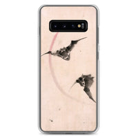 'Bats Against A Crescent Moon' by Hokusai, ca. 1830s - Samsung Phone Case