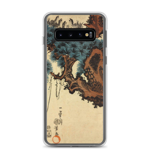 'Hawk And Nestlings In A Pine Tree' (Bottom Half) by Kuniyoshi, ca. 1840s - Samsung Phone Case