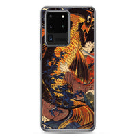 'Saito Oniwakamaru Wrestling A Giant Carp' by Kuniyoshi, ca. 1838 - Samsung Phone Case