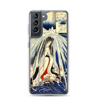 'Hatsuhana Meditating Under The Waterfall', by Kuniyoshi ca. 1842 - Samsung Phone Case