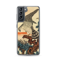 'Hawk And Nestlings In A Pine Tree' (Combined Diptych) by Kuniyoshi, ca. 1840s - Samsung Phone Case