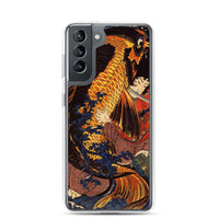 'Saito Oniwakamaru Wrestling A Giant Carp' by Kuniyoshi, ca. 1838 - Samsung Phone Case