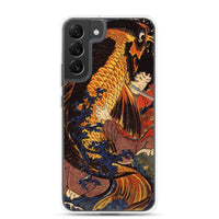 'Saito Oniwakamaru Wrestling A Giant Carp' by Kuniyoshi, ca. 1838 - Samsung Phone Case