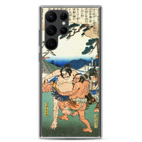 'Sumo At A Hunting Party' by Hiroshige, ca. 1845 - Samsung Phone Case