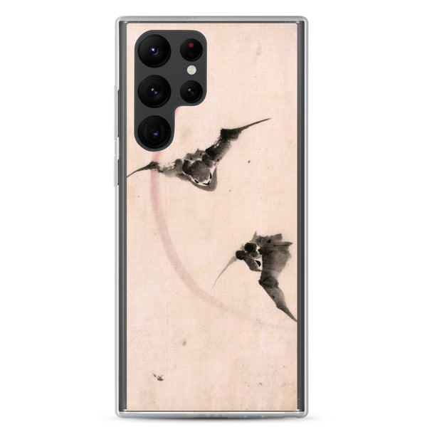 'Bats Against A Crescent Moon' by Hokusai, ca. 1830s - Samsung Phone Case